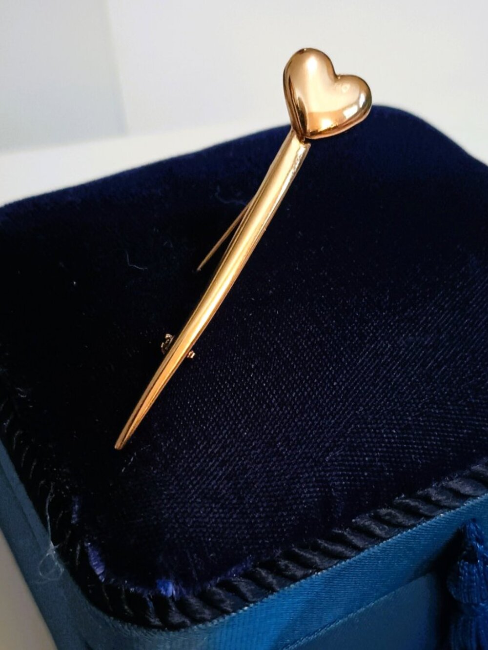 Vendome by Coro Heart Brooch Gold Tone Long Pin